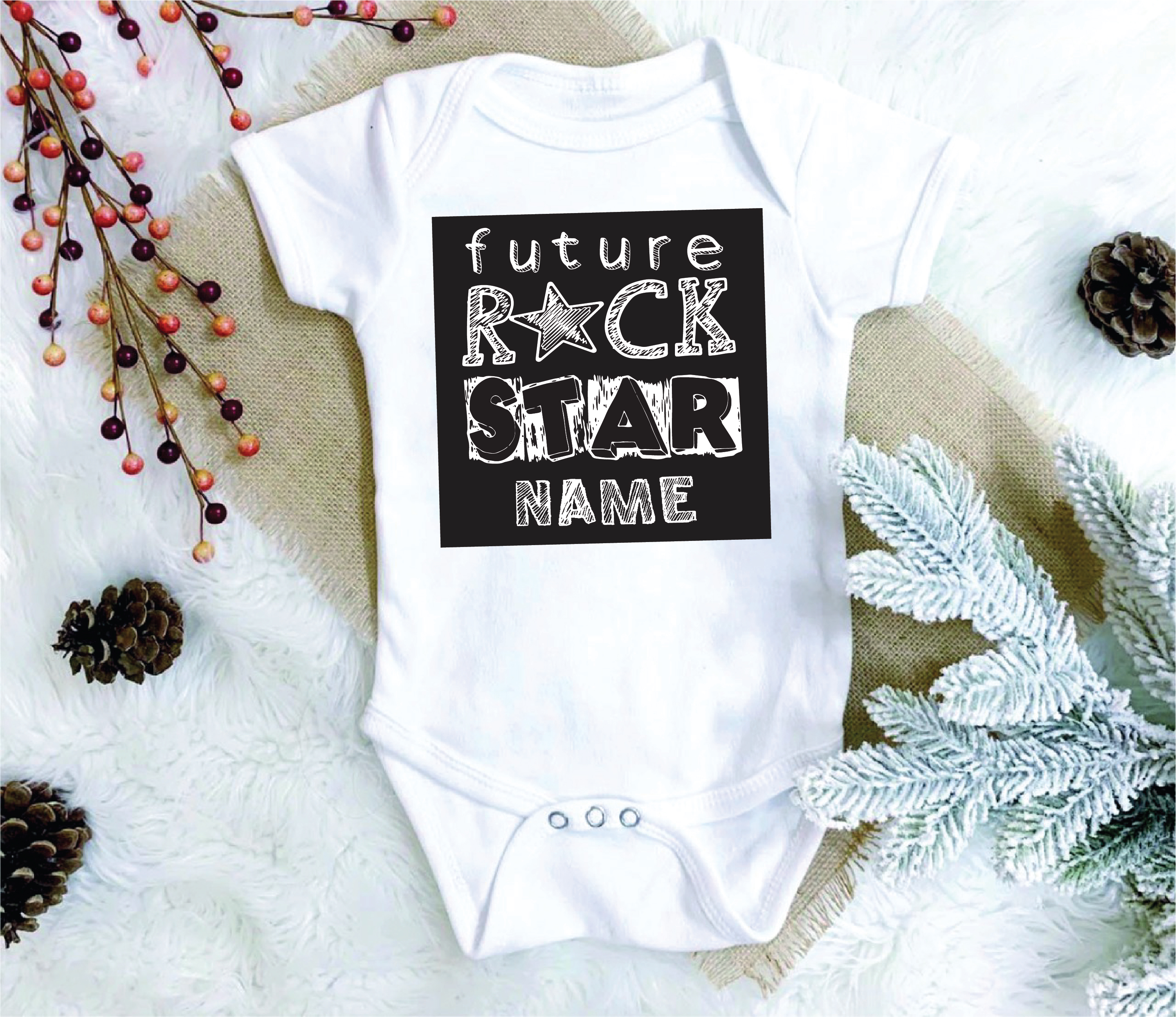 Personalised Future Rockstar White Cotton Baby Romper